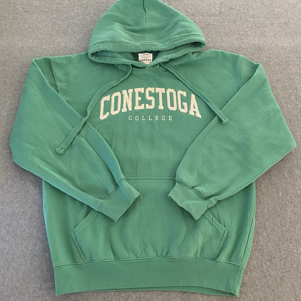 Conestoga College Hoodie Adult S Green Pullover‎ Sweatshirt Canada JPT Classic - Picture 2 of 11